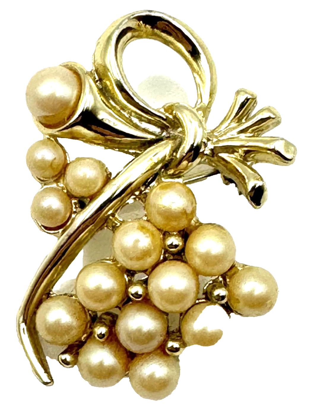 Grape Pin Gold Toned Cluster Vintage Faux Pearl Women’s Jewelry Grapes