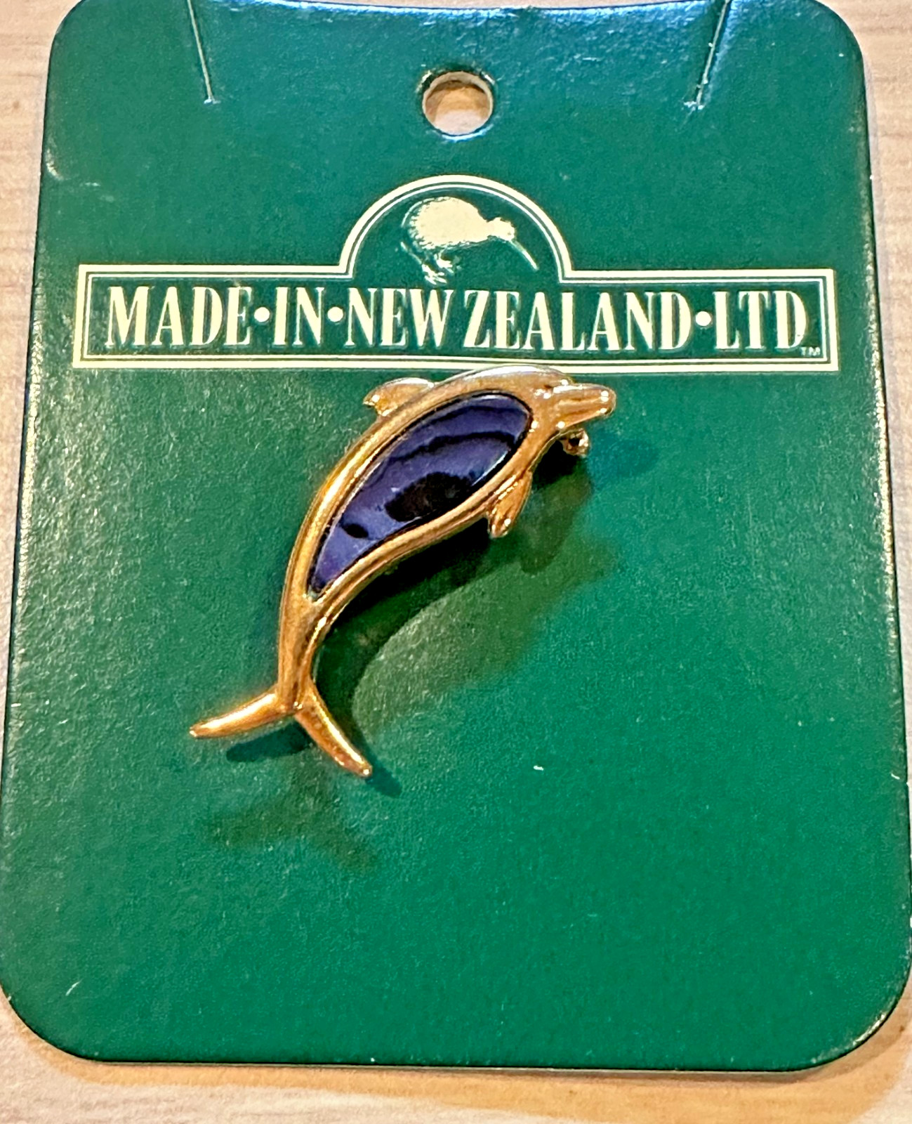 VTG New Zealand Paua Shell Dolphin Brooch Abalone Jewelry