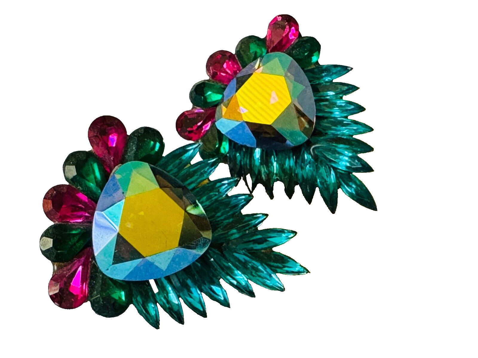 Vintage 1980’s 1987 HANSEN Signed Rhinestone Clip On Earrings
