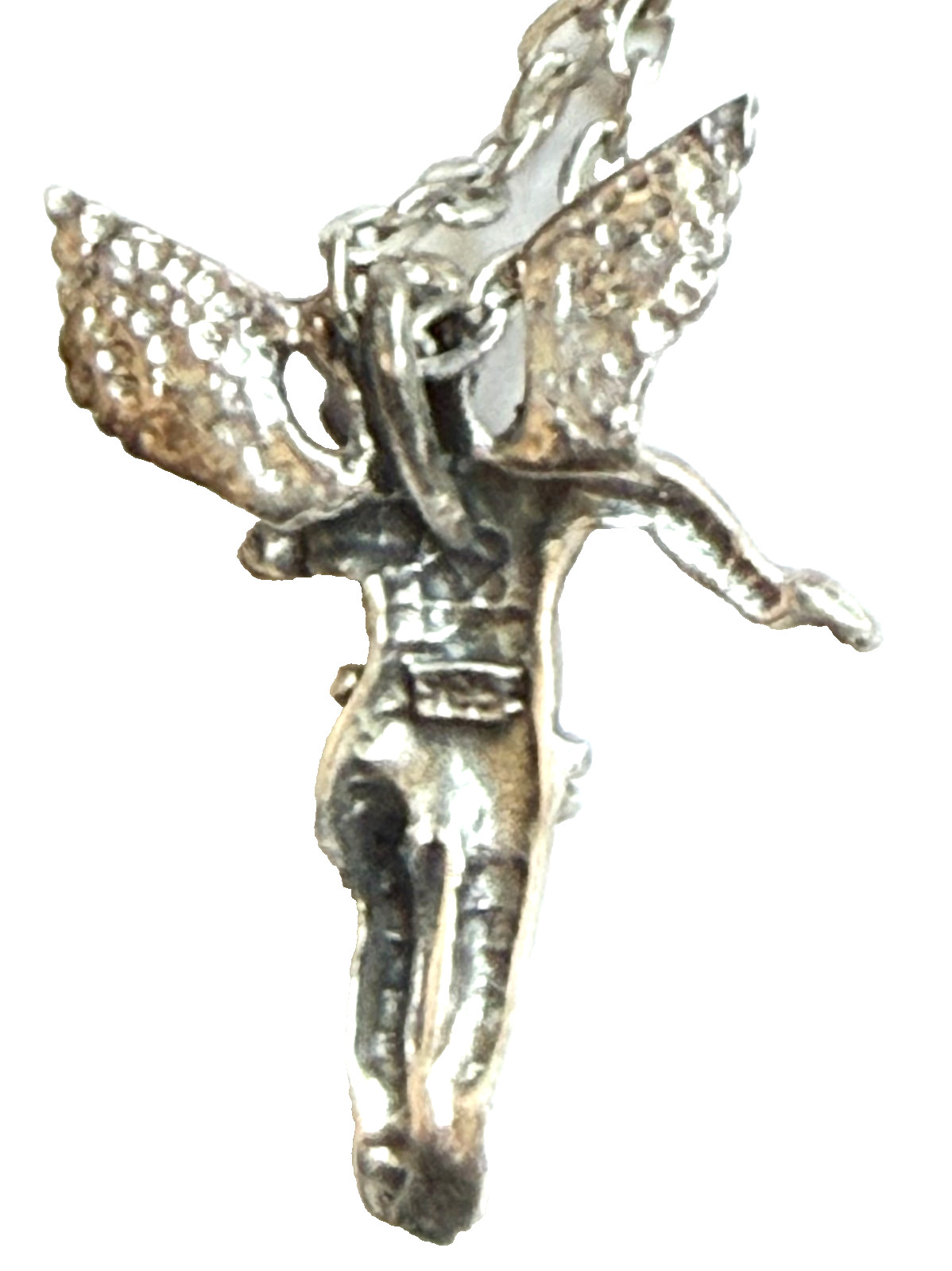 STUNNING VINTAGE 925 SILVER HEAVENLY ANGEL 1 1/4″ PENDANT NECKLASS ON 20″ CHAIN