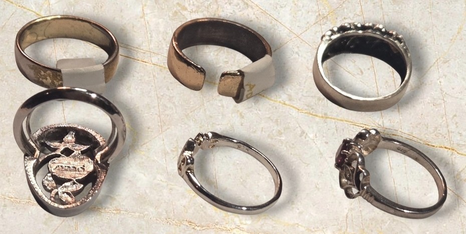 SWEETHEART LOT! 36-Pc Vintage Jewelry Heart Sterl Rings Trinket Dish Signed Avon