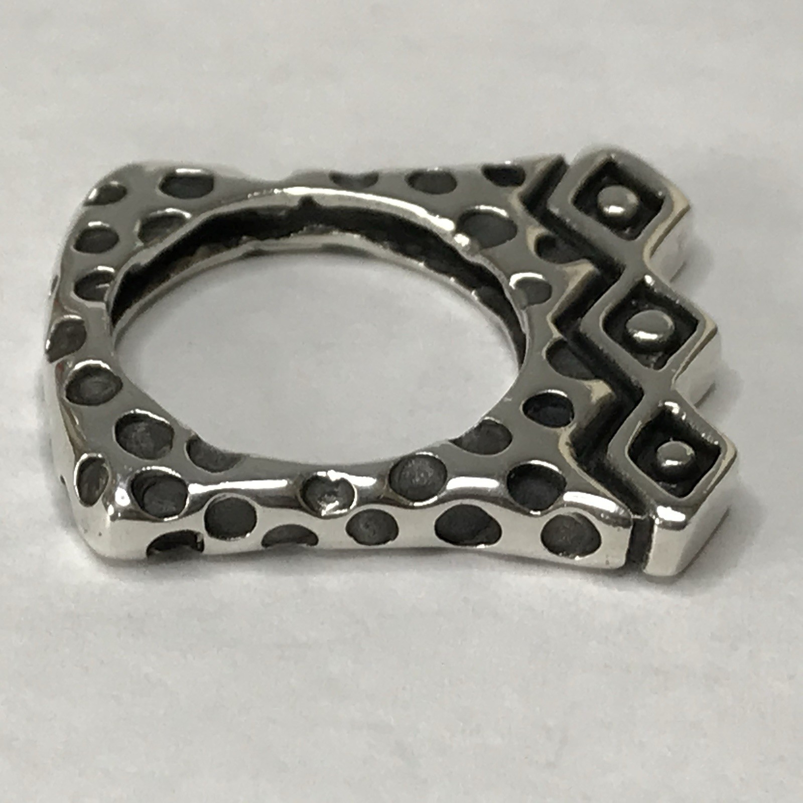 Dian Malouf Sterling Silver Zig Zag Dots Flat Ring Size 7.5 11.05g