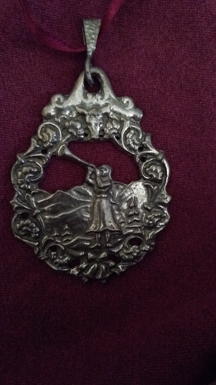 Ivar T Holth Vintage Norwegian Pewter Brooch (Horn Blower)unsigned