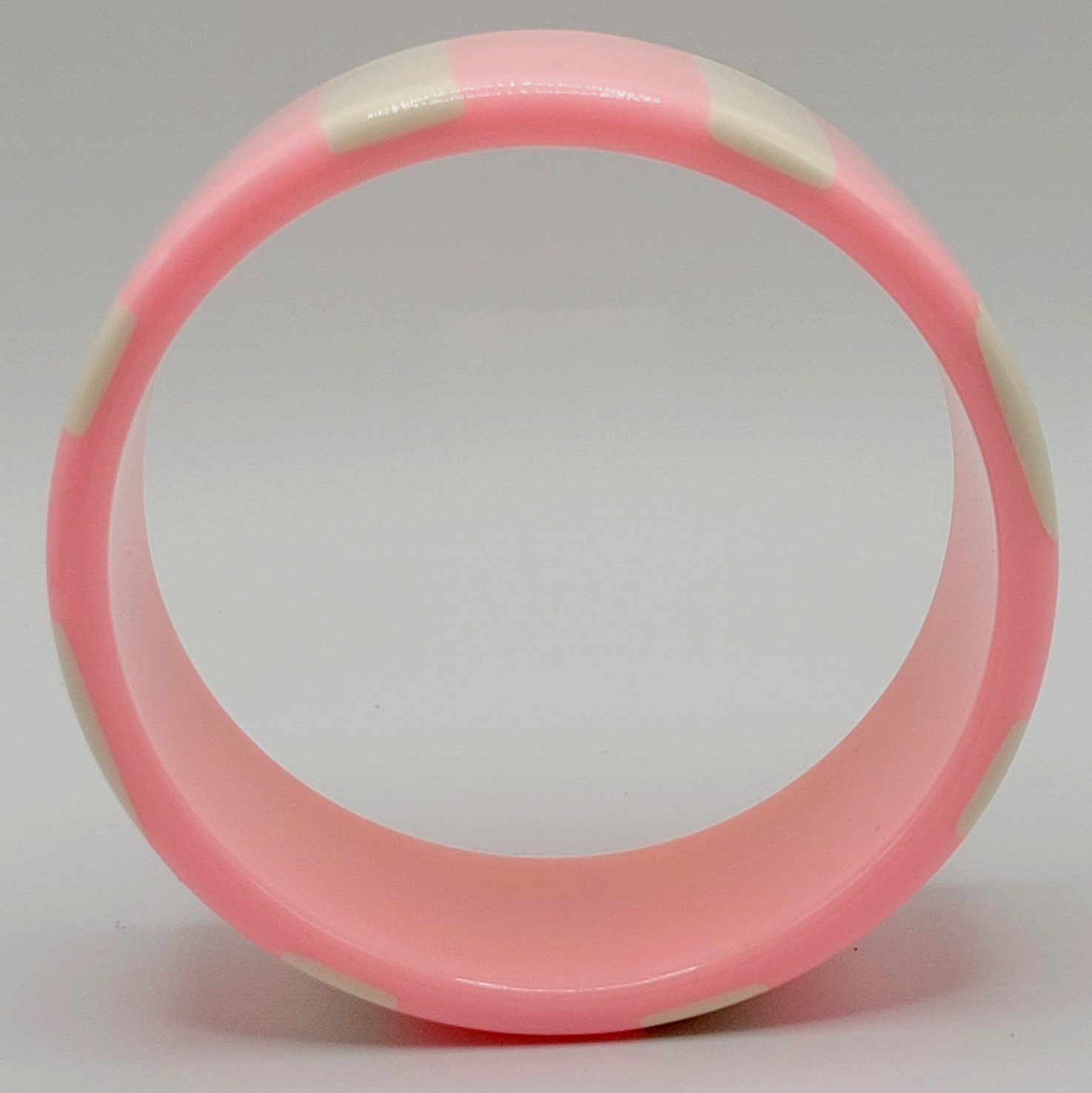 Bright Bubble Gum Cotton Candy Cream Stripe Chunky Acrylic Vtg Bangle Bracelet