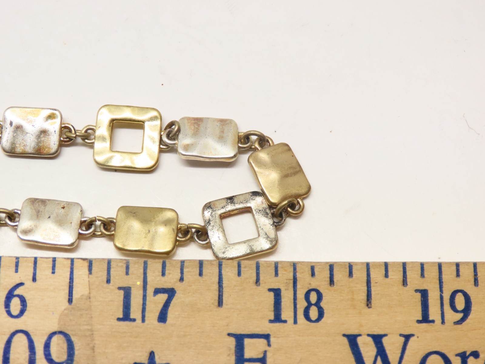 Lia Sophia Necklace Rhyme & Reason Silver Gold Tone Hammered Textured D5918