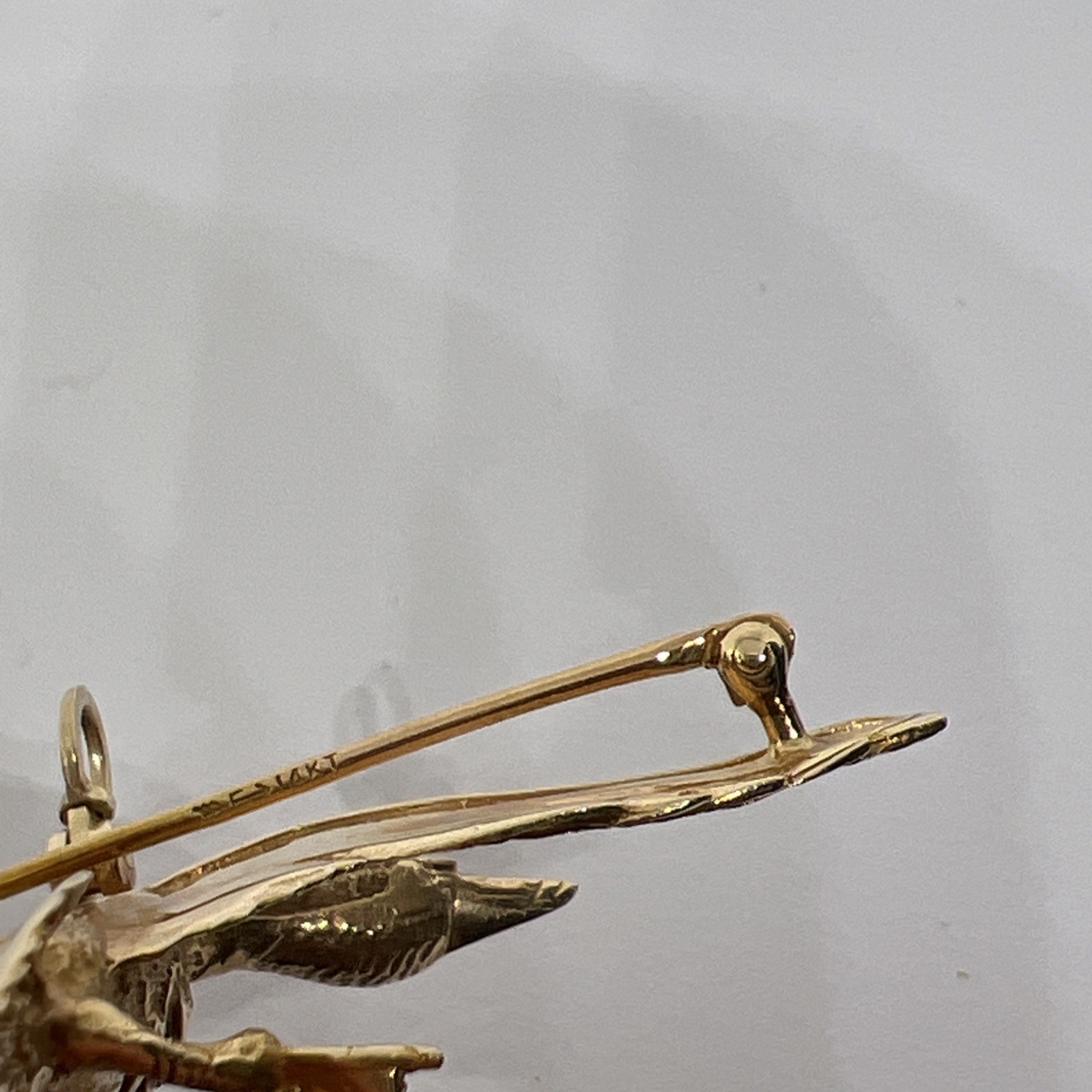 Vintage 14K Gold Mallard Duck Brooch Pendant 12.4g Ruby Eye Convertible