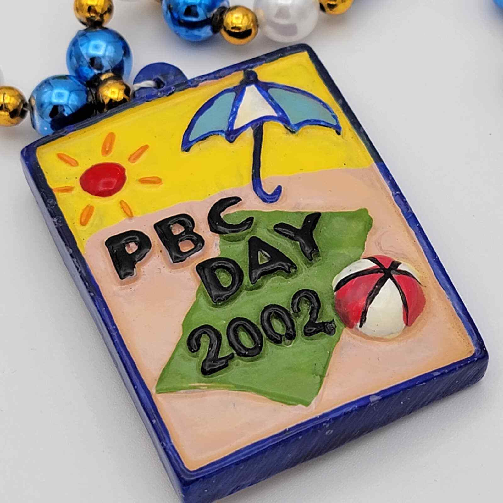 PBC Day 2002 Palm Beach County Celebration Collectible Beach Souvenir Necklace