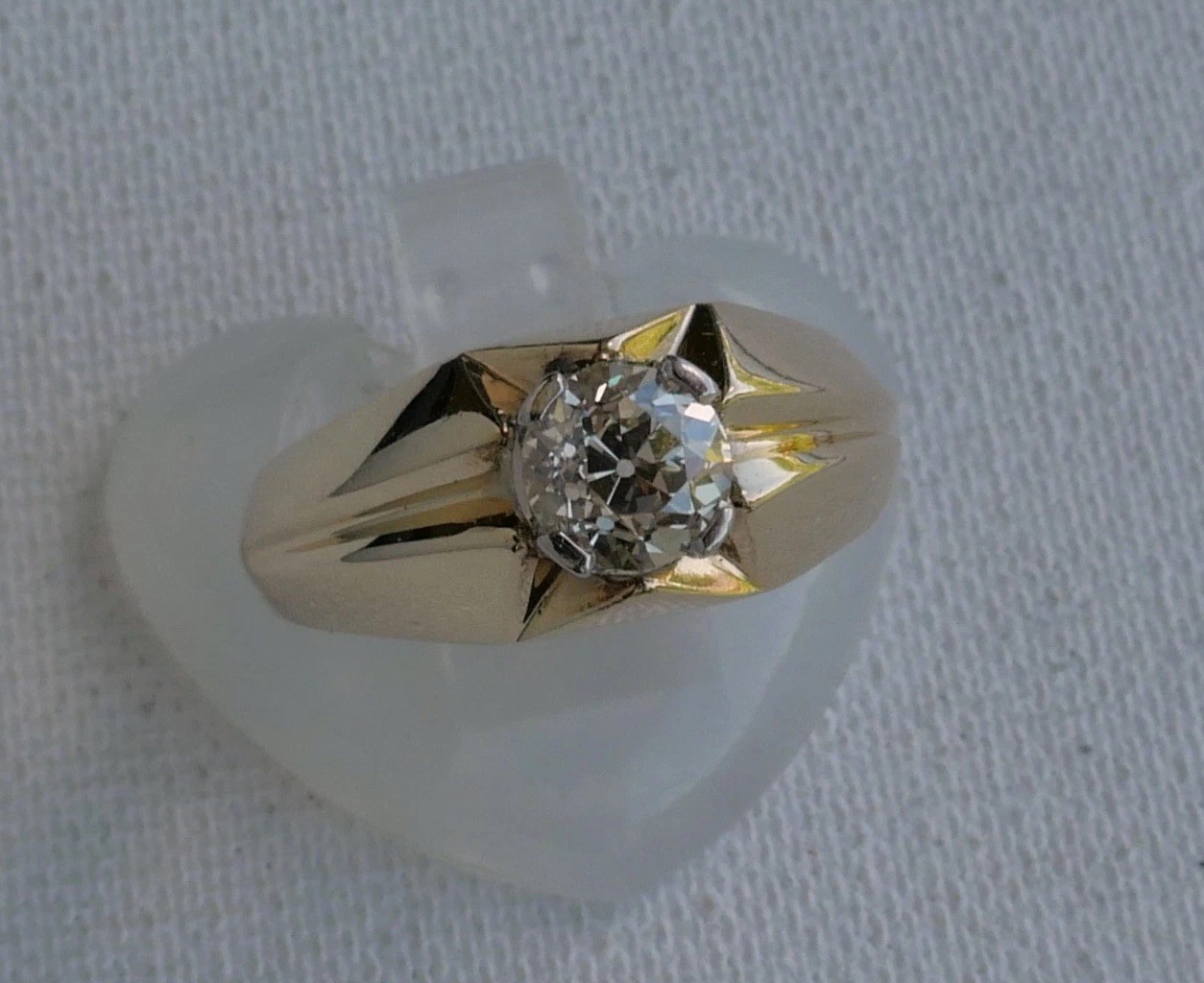 Vintage 14K Yellow Gold 0.90 Ct Old European Cut Diamond Ring 5.3 Gr Sz 8.75