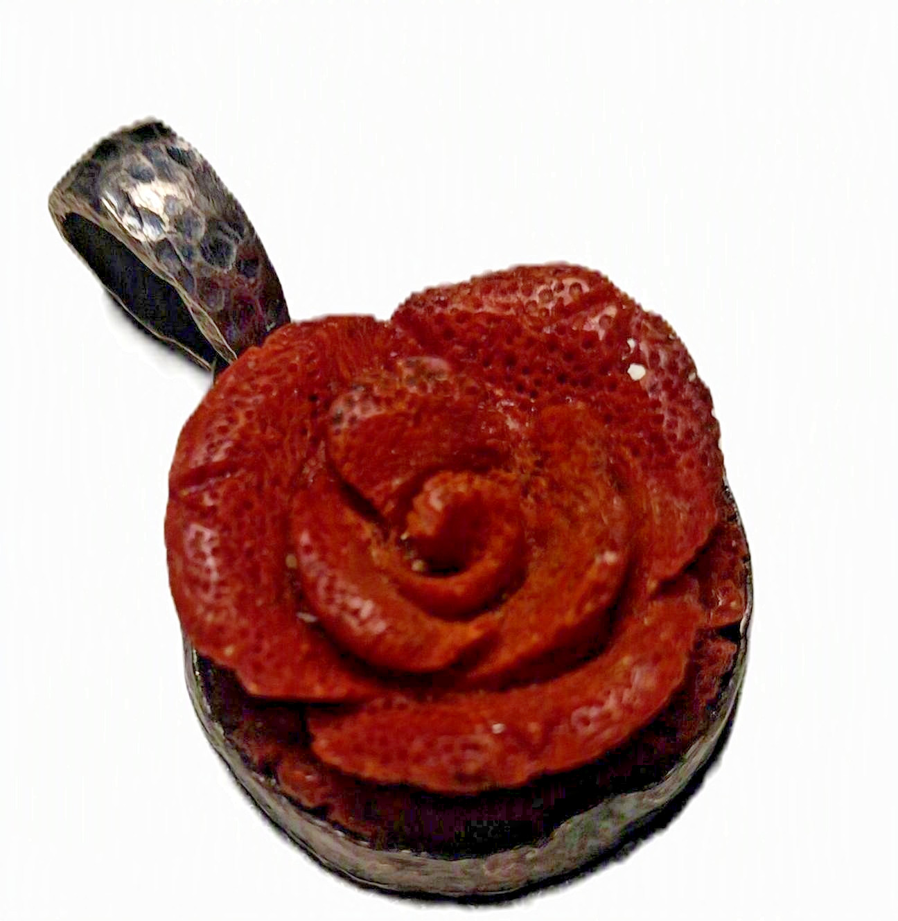 Vintage Claudia Agudelo EXEX 925 Sterling Silver Carved Sponge Coral Pendant
