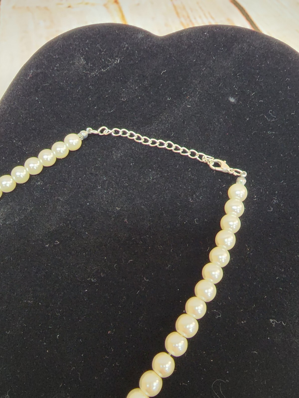 Vintage Faux Pearl & Rhinestone Necklace Unsigned Silver Tone Lobster Claw Clasp