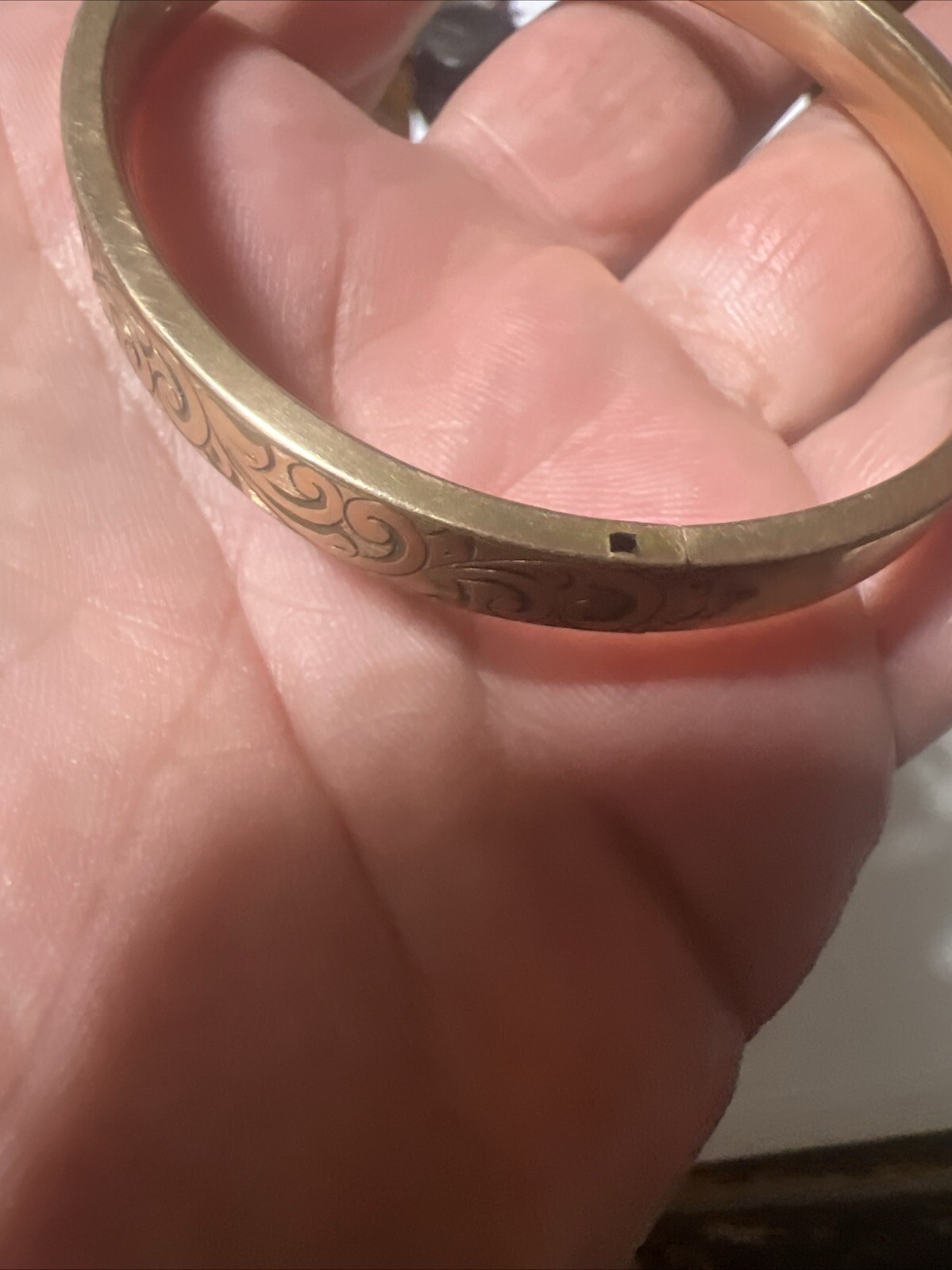Vintage Victorian AAG 1/10 Rose gold Engraved Etched Bangle Bracelet READ