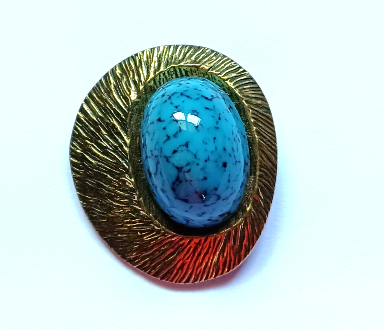 Vintage Signed Zentall Faux Turquoise Brooch