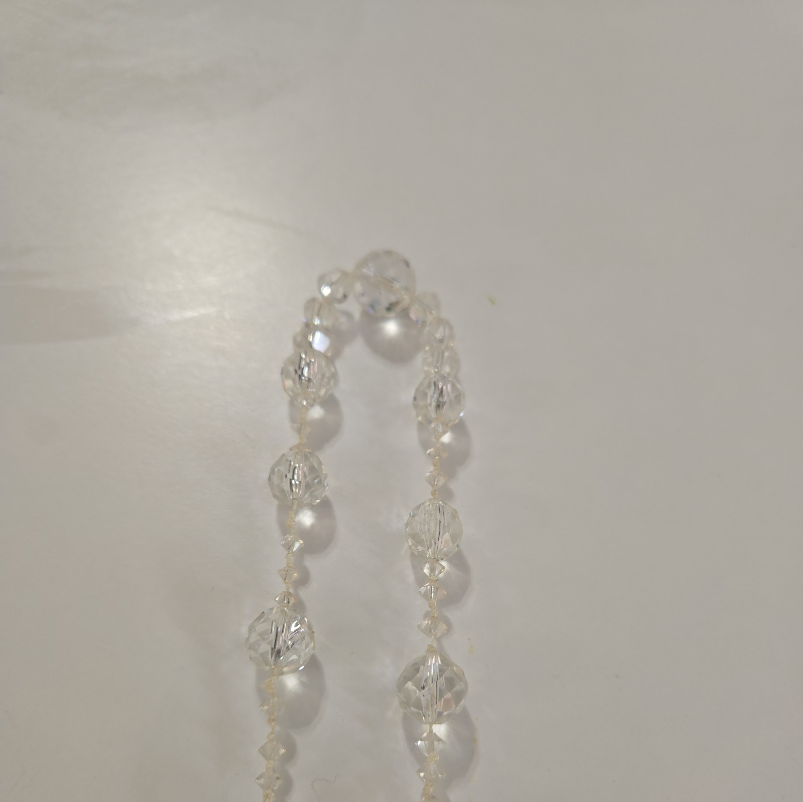Antique Faceted Crystal Necklace 10KTS, 10K White Gold Clasp, 22 inch length