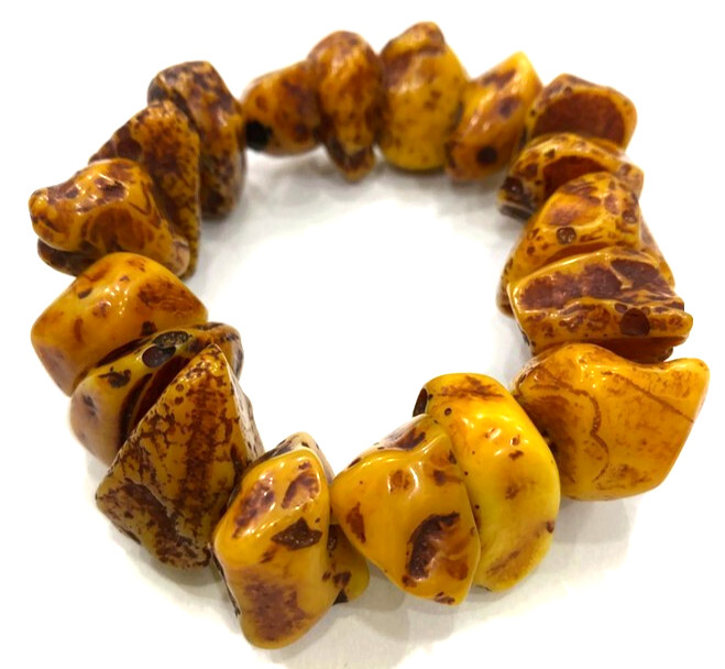 Opulent Natural Amber Powder Beaded Bracelet Vintage Luxury Boho Chic Jewelry