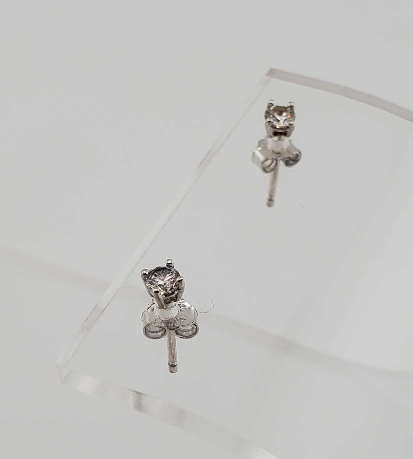 VTG 925 API Stud CZ 3mm Earrings Sterling Silver Brilliant Petite Daily Wear