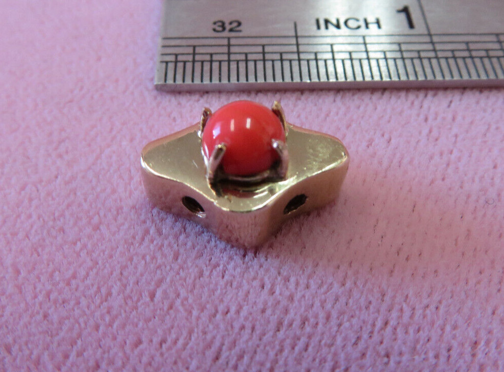 14K Solid Y. Gold Coral Slide Charm for Bracelet 1.91 Grams