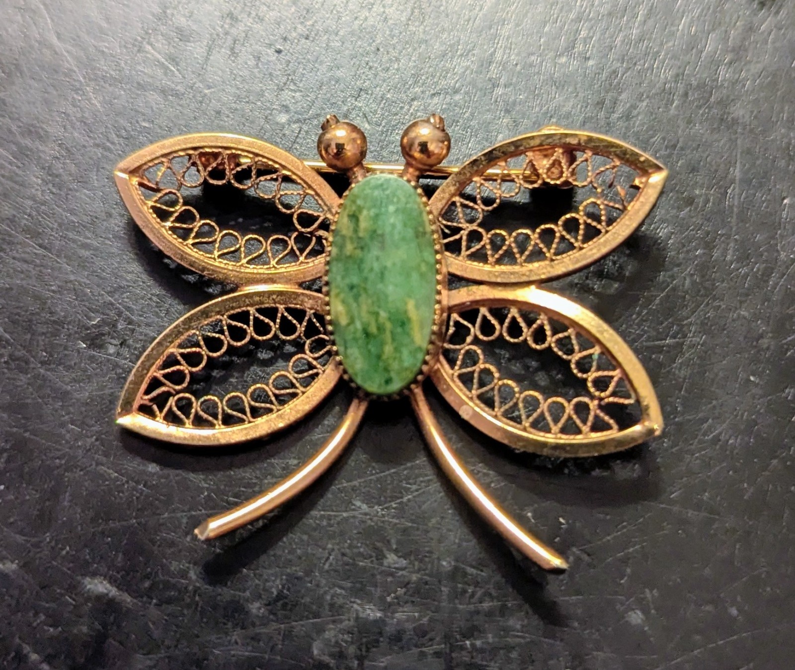 BUTTERFLY PIN CHRYSOPHASE 12k Gold Filled Unmarked Beautiful Delicate