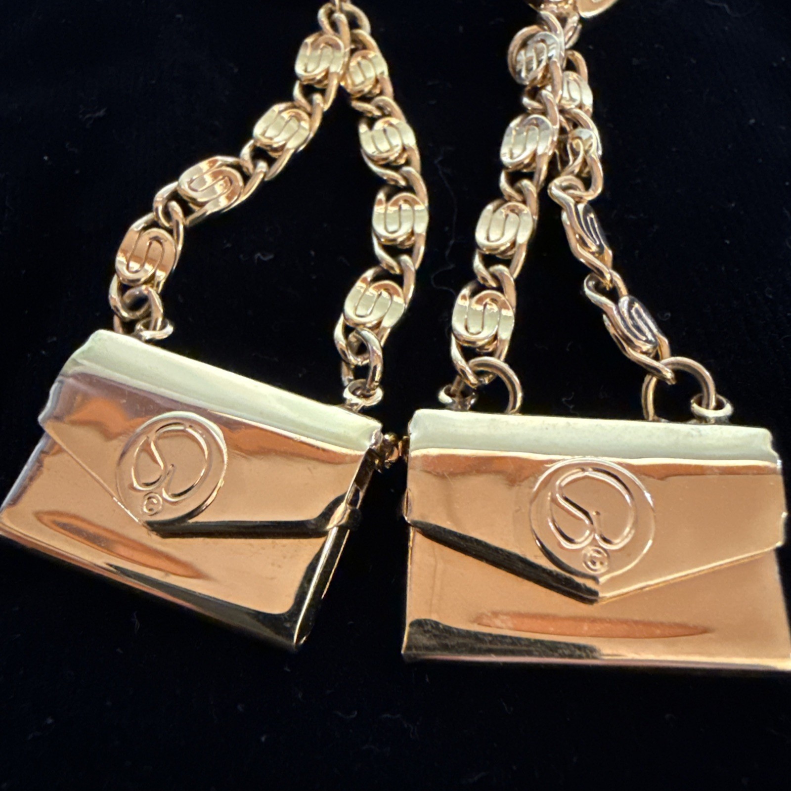 Extremely Rare St John’s Swinging Purse Earrings Gold Tone