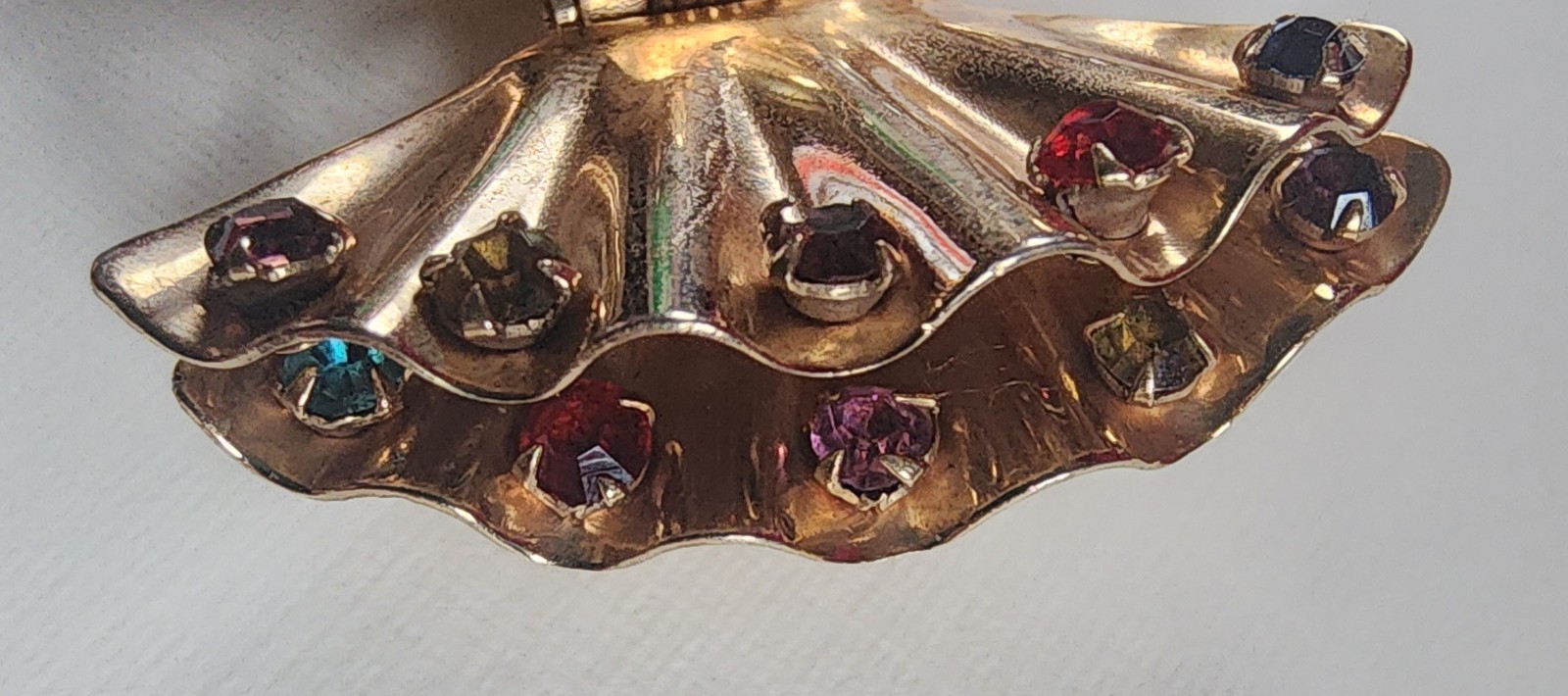 Rare Antique Charles Reis 12k Gold Filled Butterfly With Rhinestones Pin Brooch