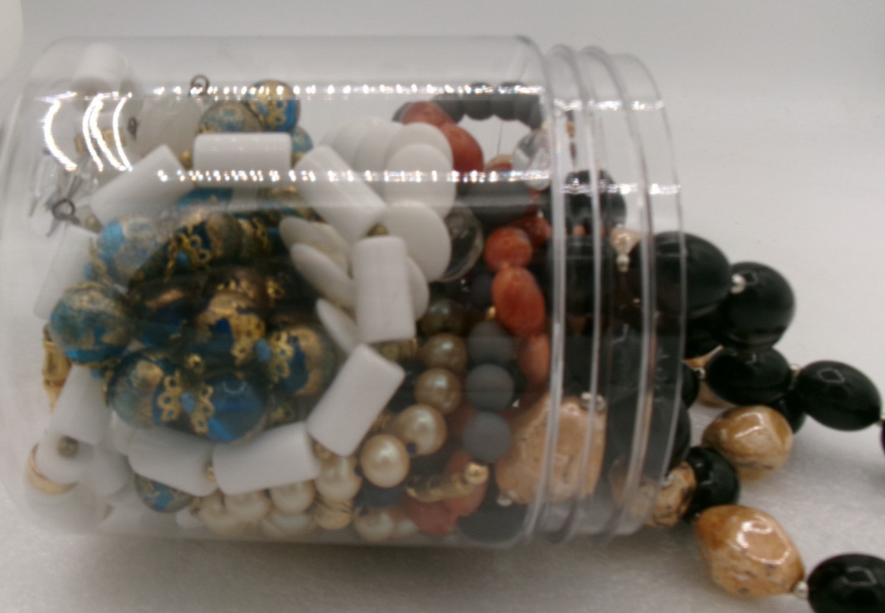 Mystery Jewelry Jar Vintage Beaded Statement Necklaces All Wearable 14 ounces