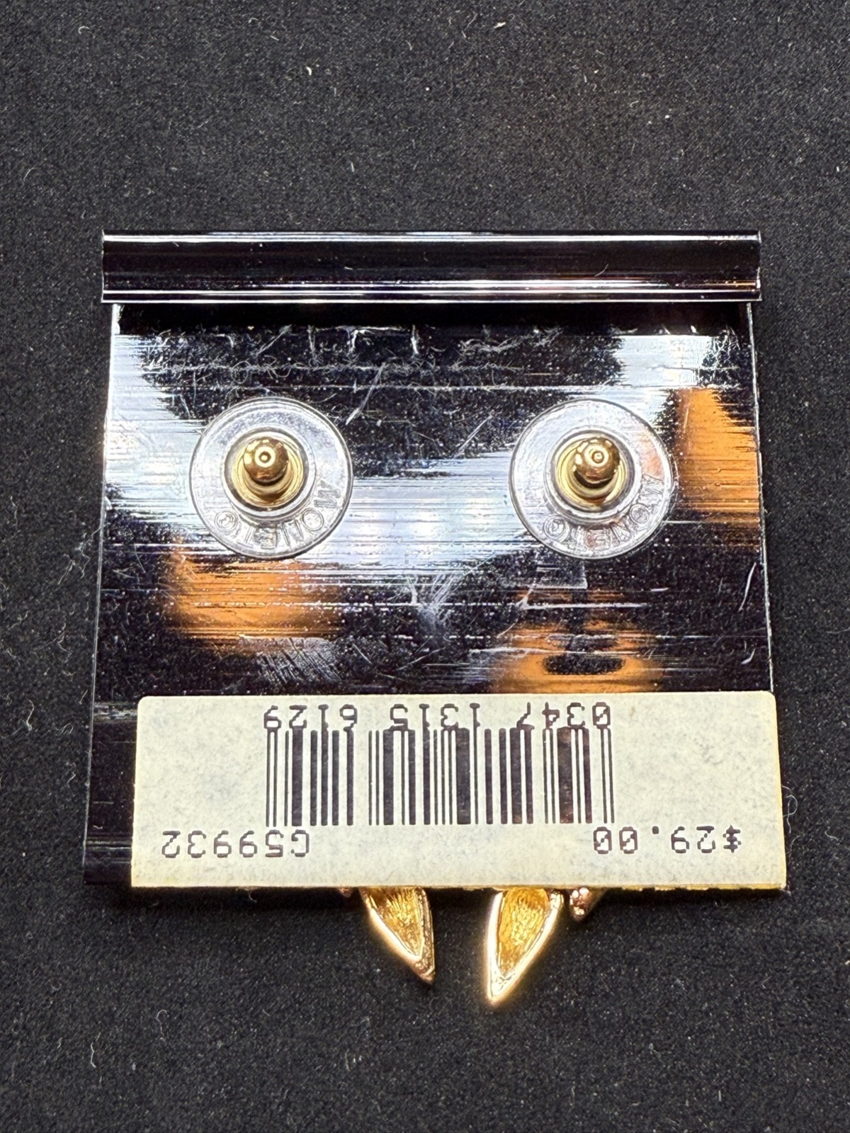 Vintage Monet 14K Gold Post Dangle Drop Pierced Earrings NEW