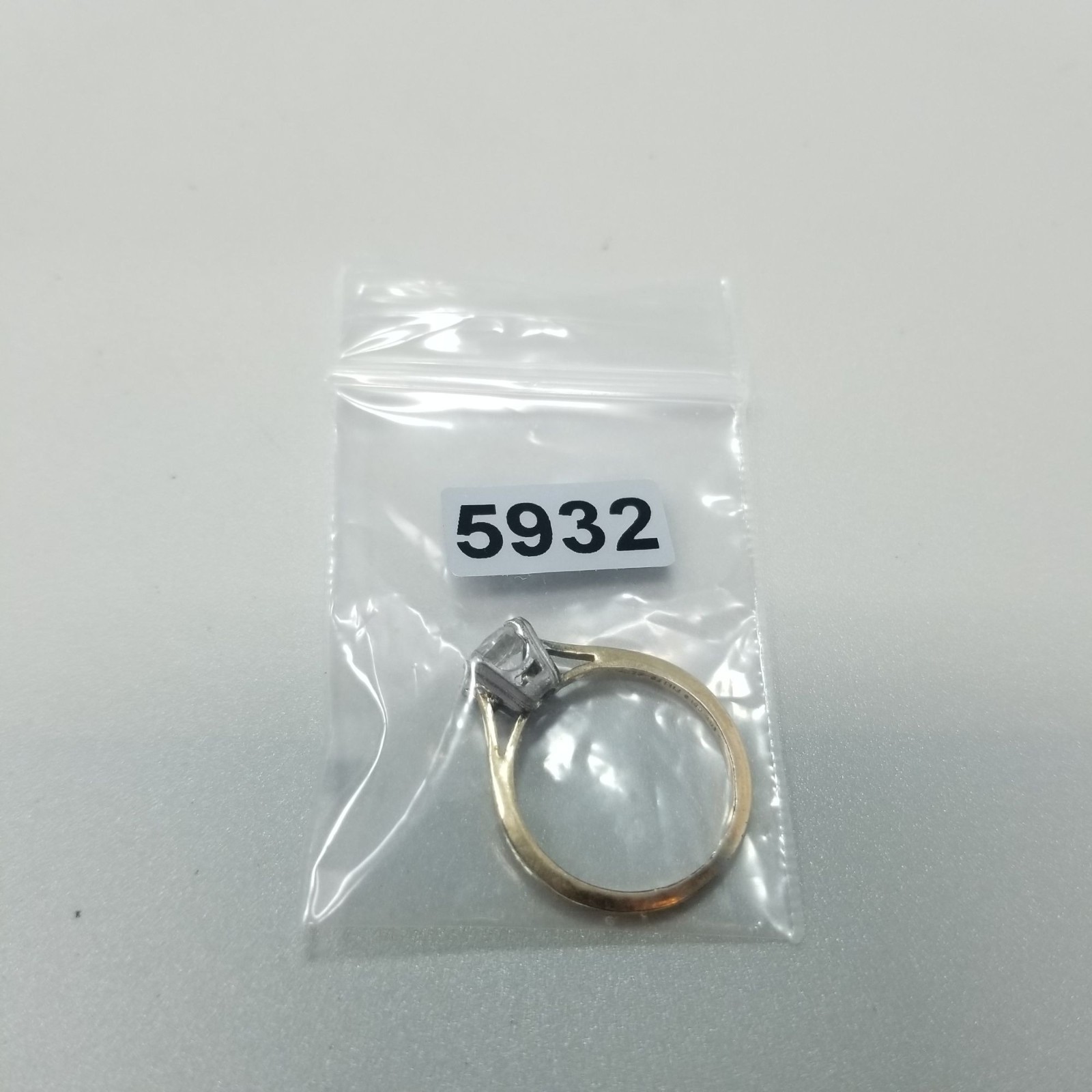 Vintage Sterling Silver Top Gold Filled Band Round Solitaire Ring Size 8