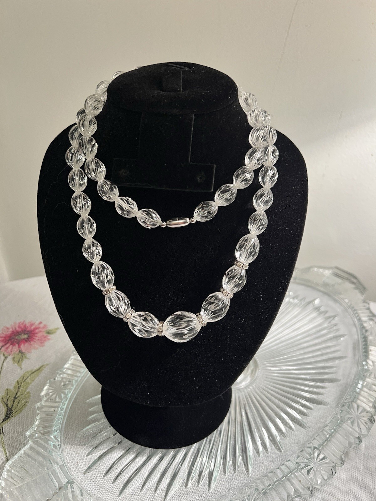Vintage Acrylic Faceted Beads With Rondel Accents. 28 In Beautiful!