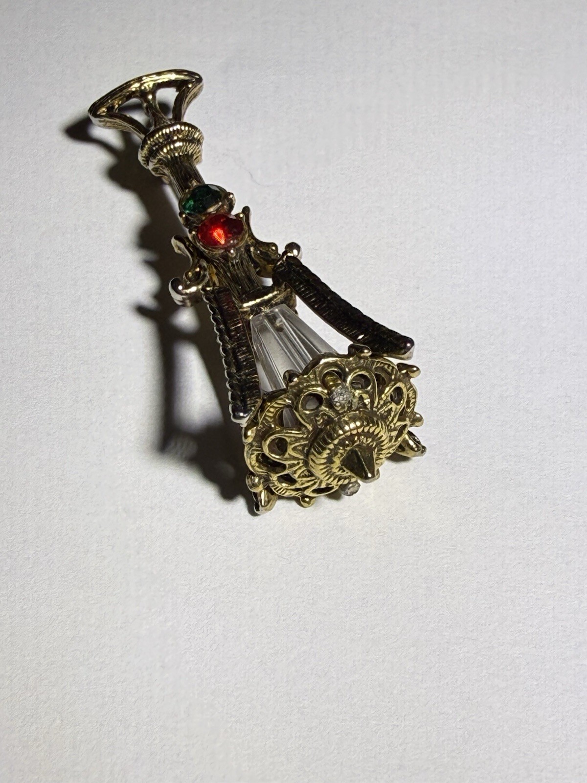Vintage Signed Hollycraft Victorian Christmas Lamp Post Brooch Pin 1950’s