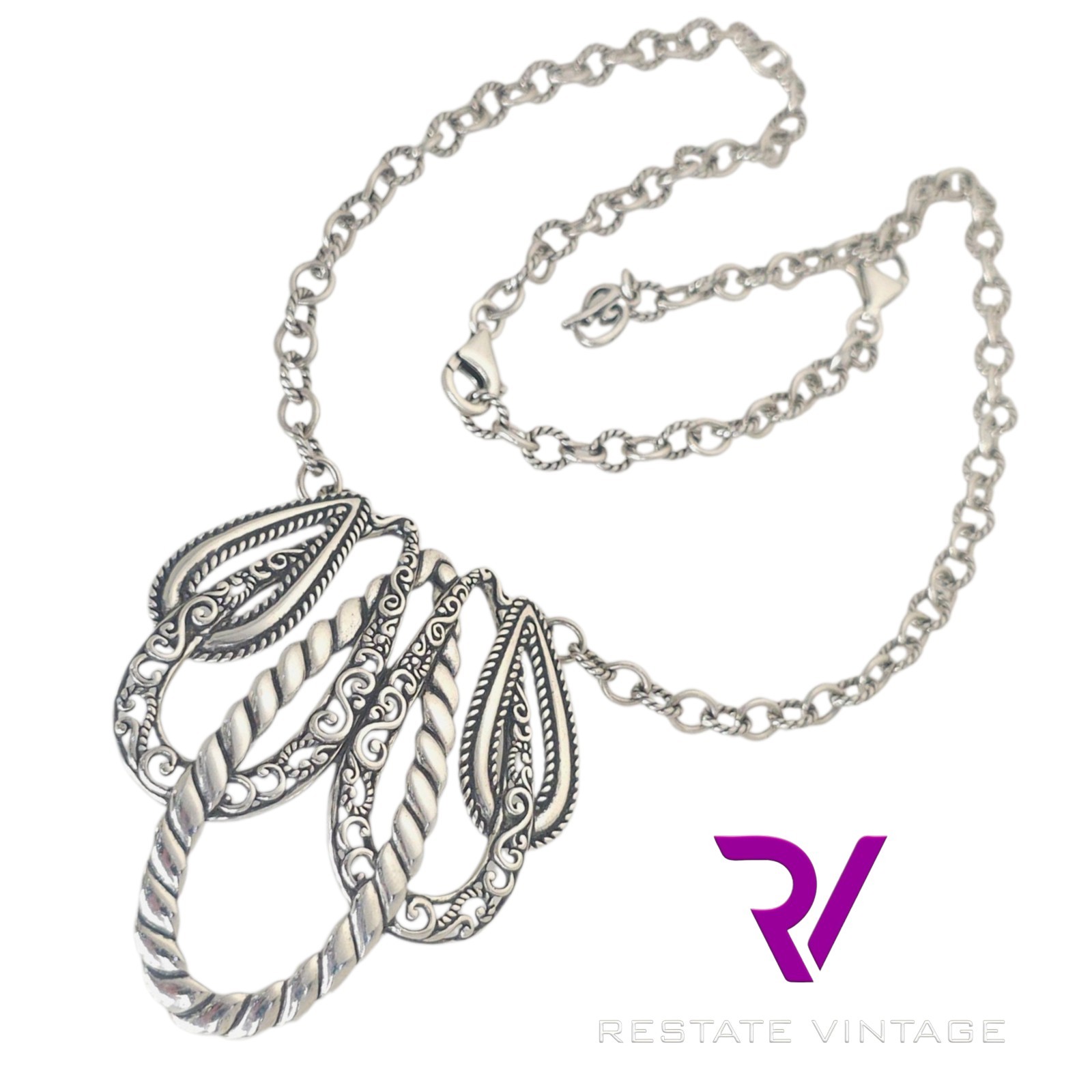 Mint Carolyn Pollack 925 Sterling Silver Lasting Connections Necklace 16″-19″