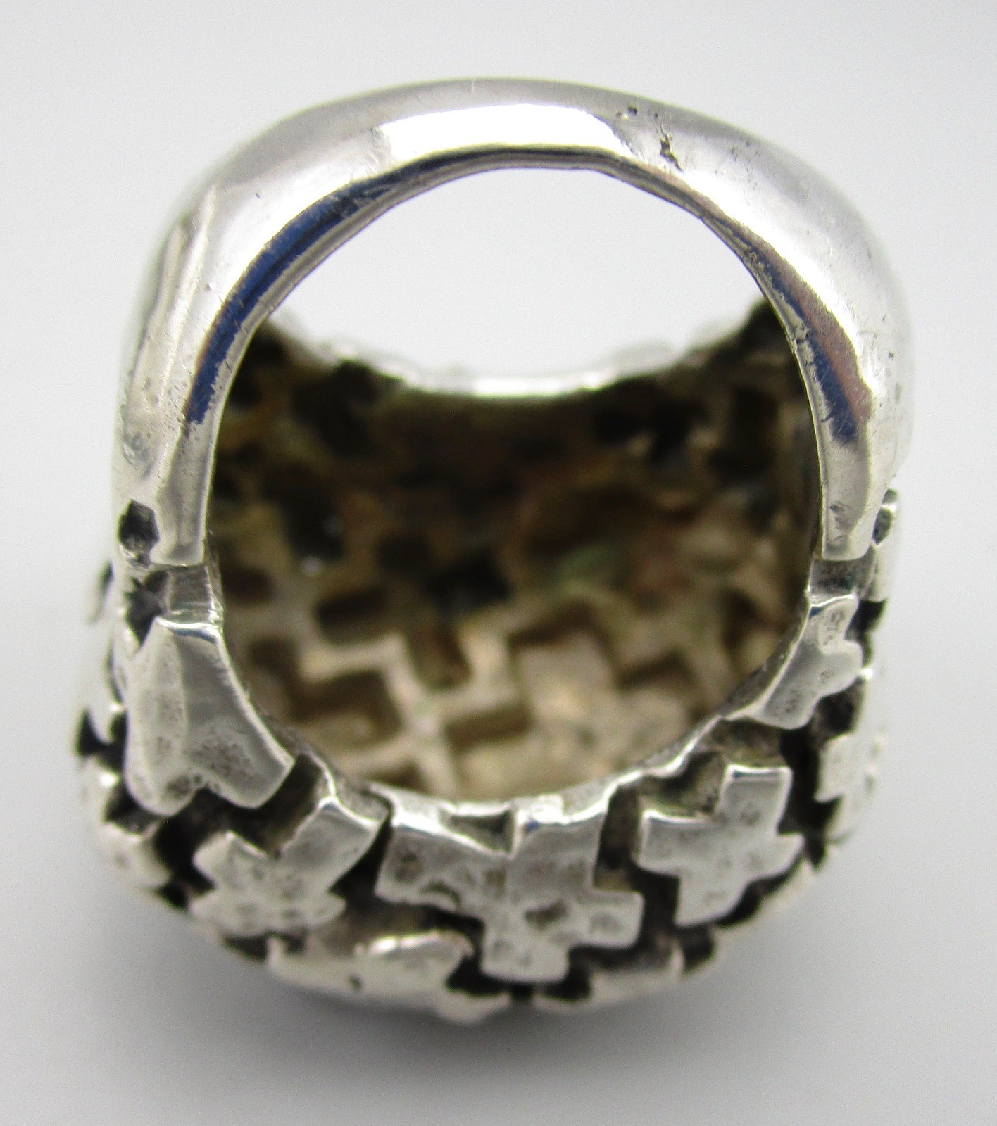 UNUSUAL DIAN MALOUF STERLING SILVER “PUZZLE CROSS” DESIGN STATEMENT RING SZ 5