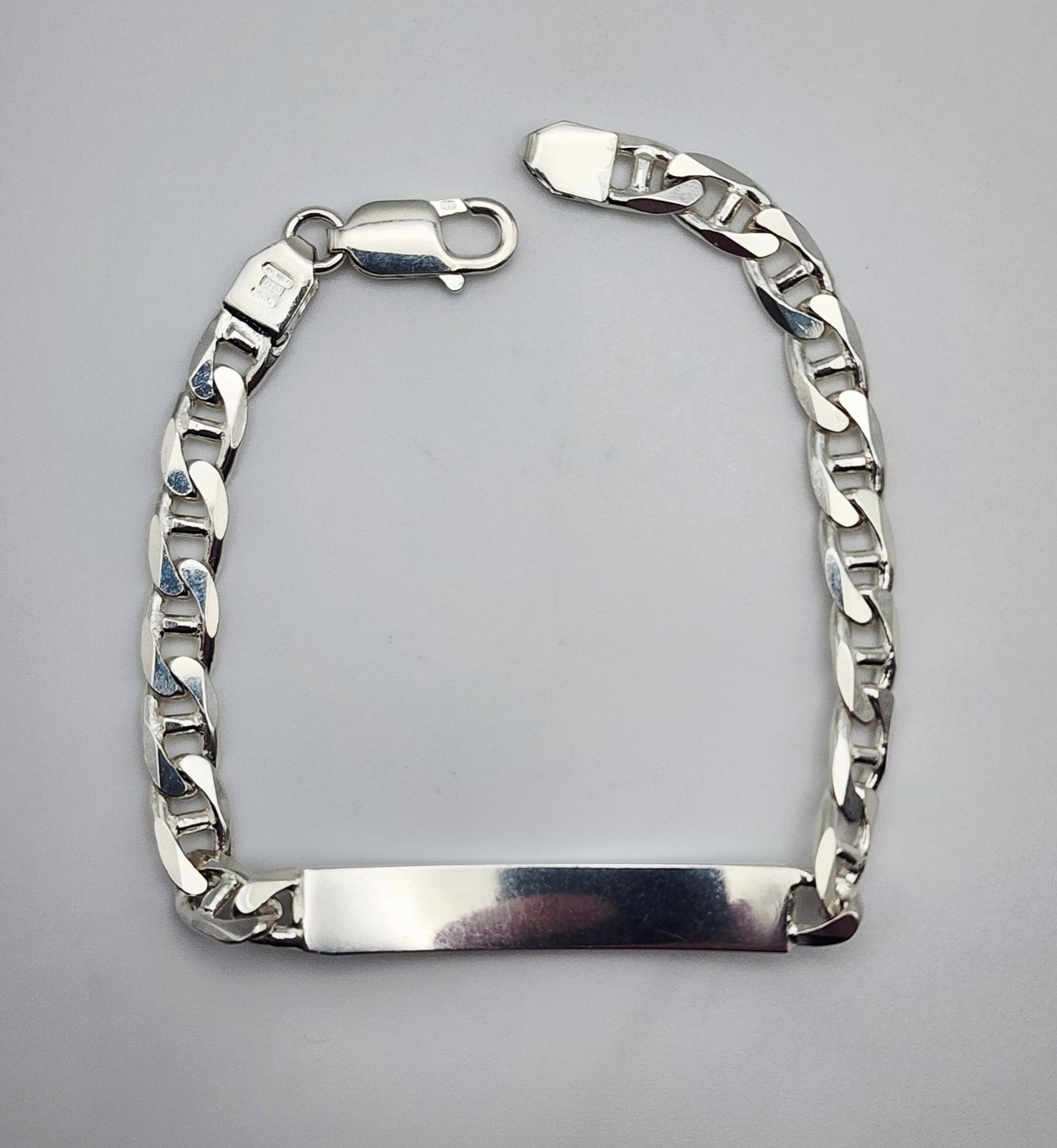 Arezzo, Italy Vintage Sterling Silver Mariner Chain ID Bracelet 8.25″
