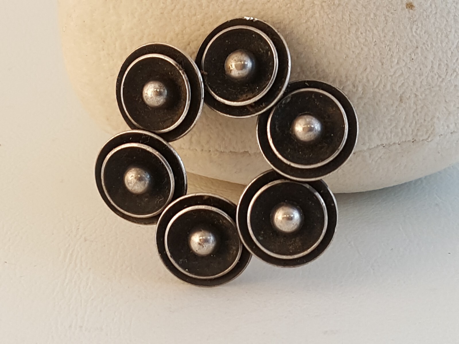 Vintage modernist sterling silver circular pin brooch N.E. From Denmark