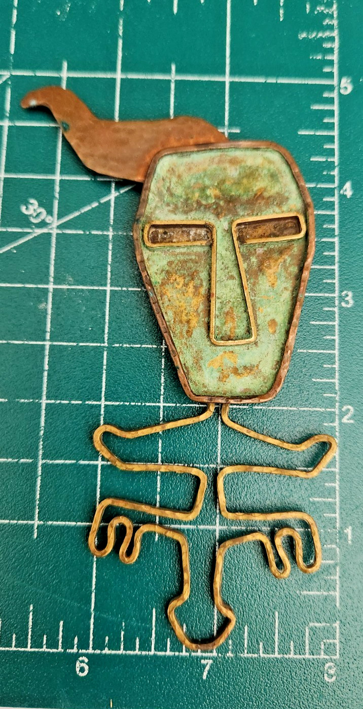 KEN BELDIN Mexico 1958 Modern Primitive Copper Pendant / Pin rare.