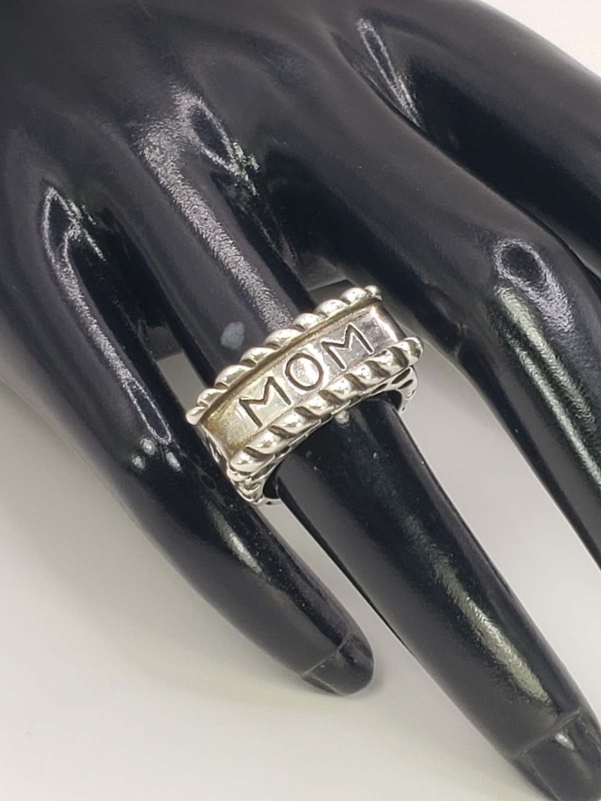 Vintage DLM Dian Malouf Sterling Silver Sailor Tattoo Style MOM Ring Size 5.75