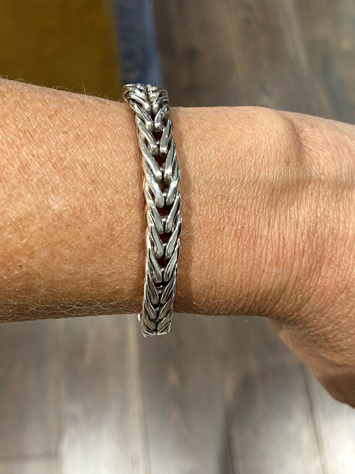 John Hardy sterling silver & copper spiga wheat chain bracelet, 5mm width.
