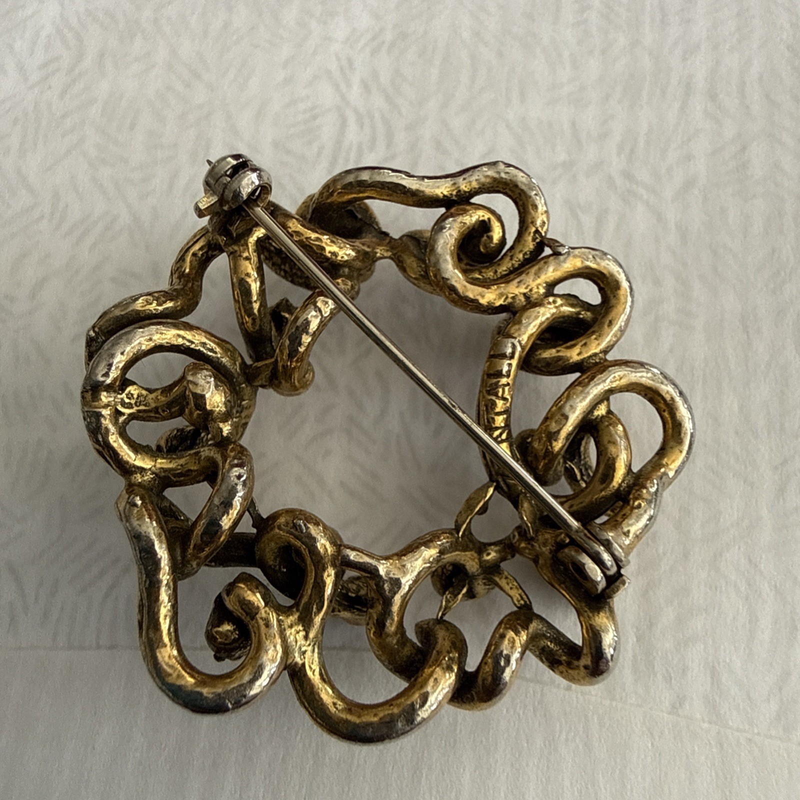 Zentall Brooch Pendant Brutalist Gold and Silver Tone Vintage 1.5 inches