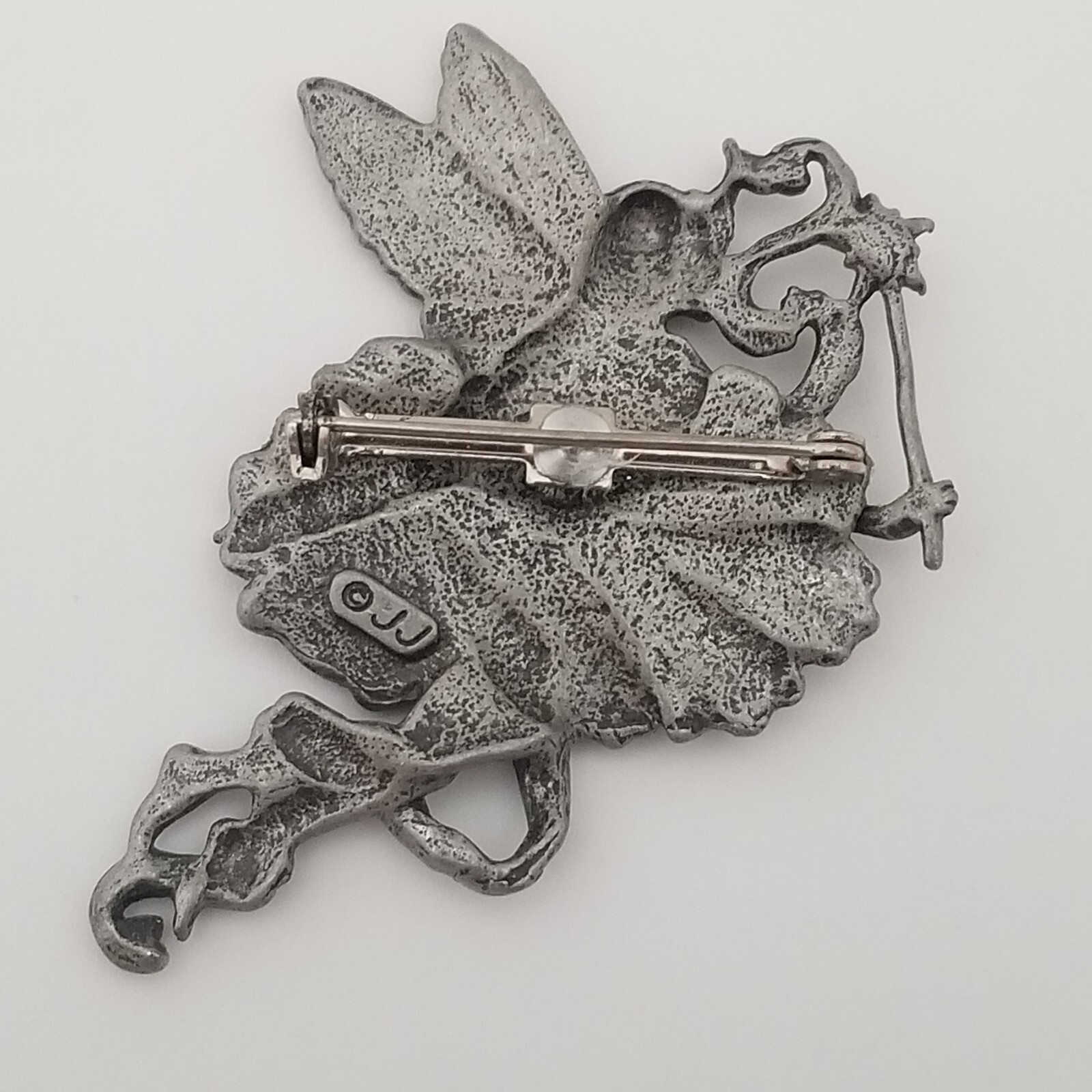 JJ Jonette Jewelry Pewter Fairy Purple Glitter Brooch Pin Fairytale Fantasy