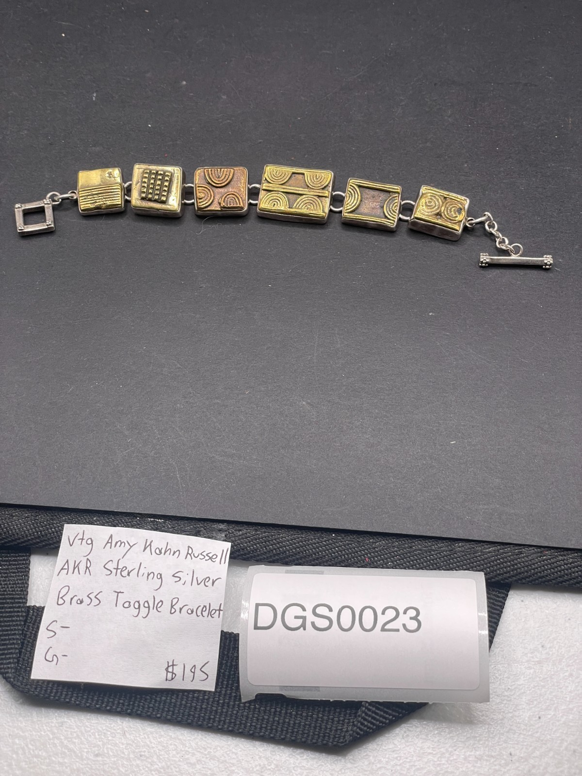 Vintage Amy Kahn Russell AKR Sterling Silver Brass Toggle Bracelet