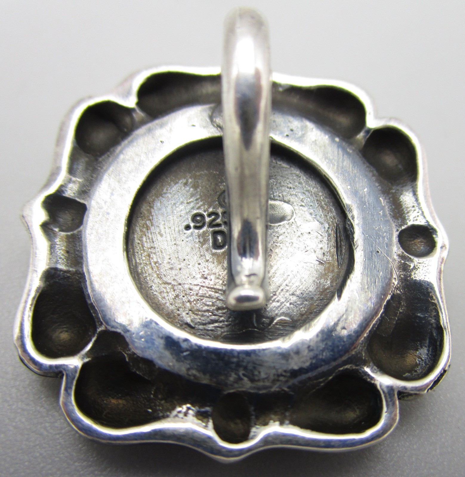 DIAN MALOUF STERLING 1″ MISSION CHURCH PENDANT WITH SCALLOPED BORDER 