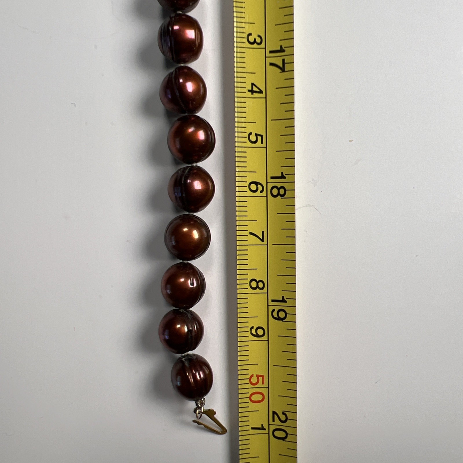 Copper Color Cultured Pearl Necklace w/ 14K CP Fish Hook Clasp 20″ Necklace