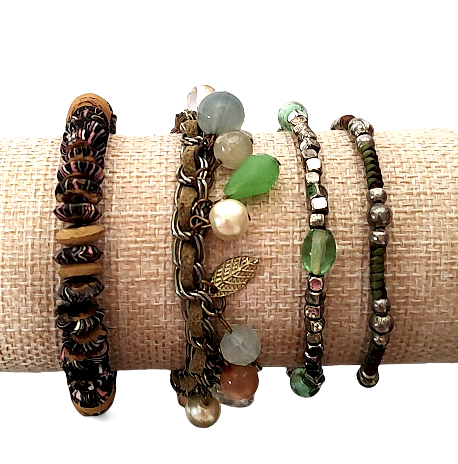 VTG 4PC Chunky Boho Festival Earthy Natural Bohemian Statement Bracelets