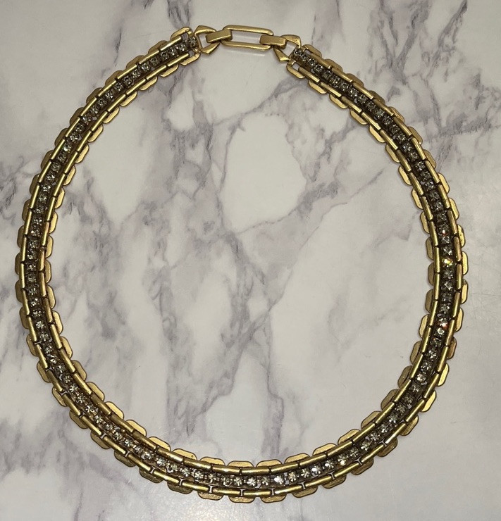 Vintage Stella & Dot Rhinestone Gold Tone Necklace HJ-54