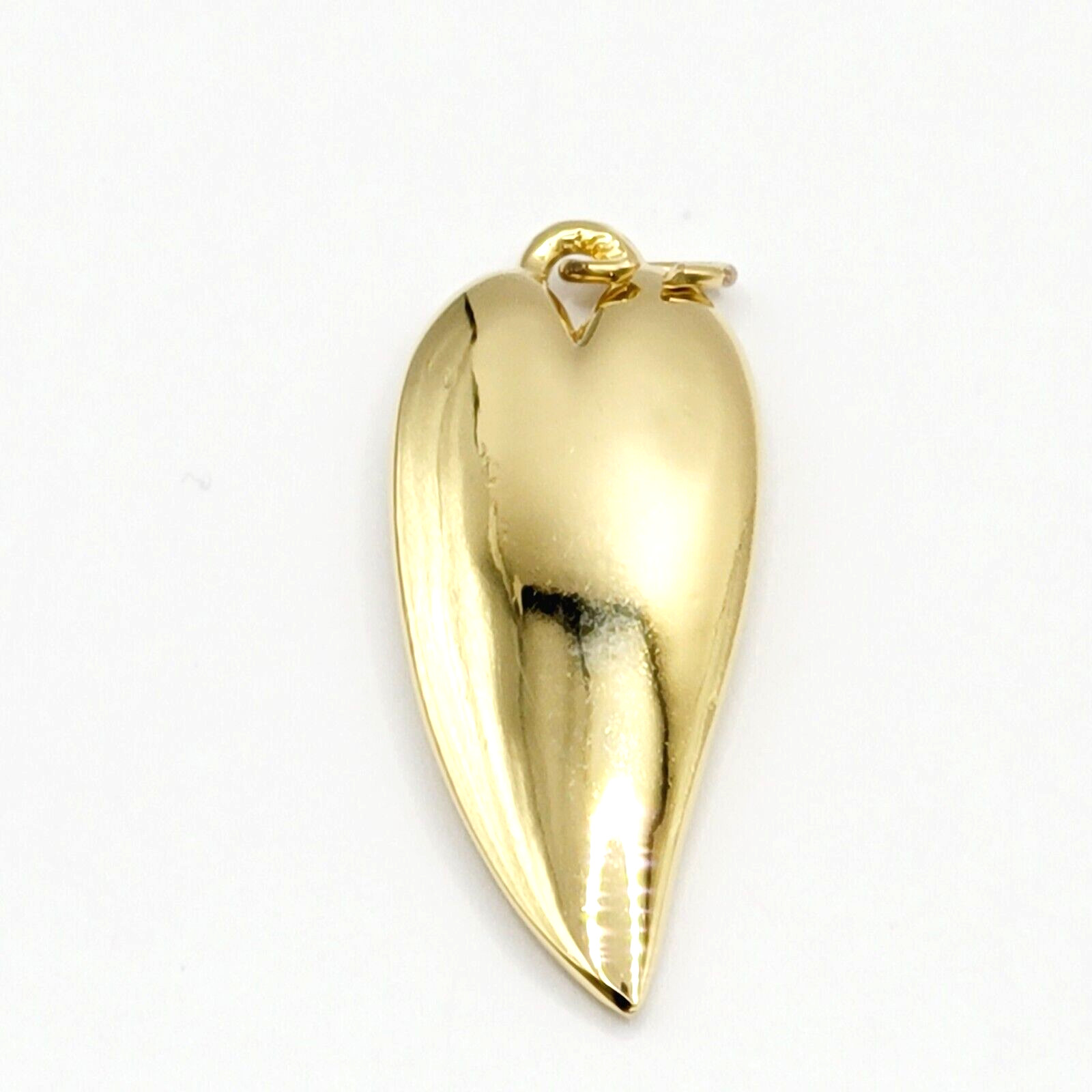Modernist Heart Slim Curved Elongated Shape Light Puff Gold Tone Vintage Pendant