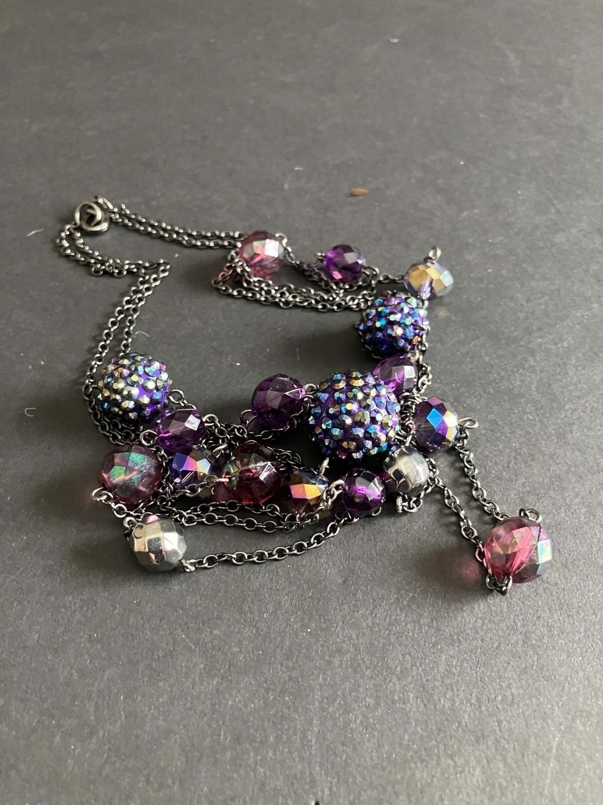 31″ Two-Strand Bead Necklace, Pinkish Purple in Color w/Hook & Eye Closure
