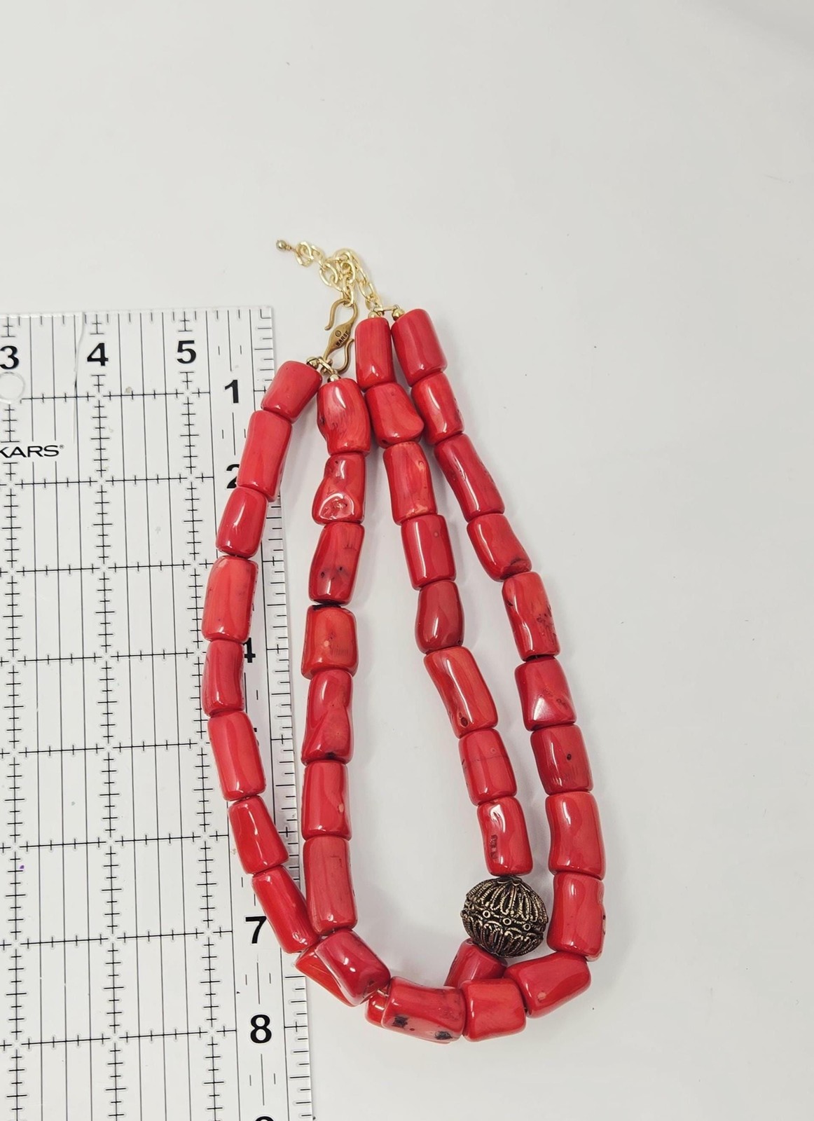 Barse Genuine Sea Bamboo Red Coral Double Strand Statement Necklace Southwestern