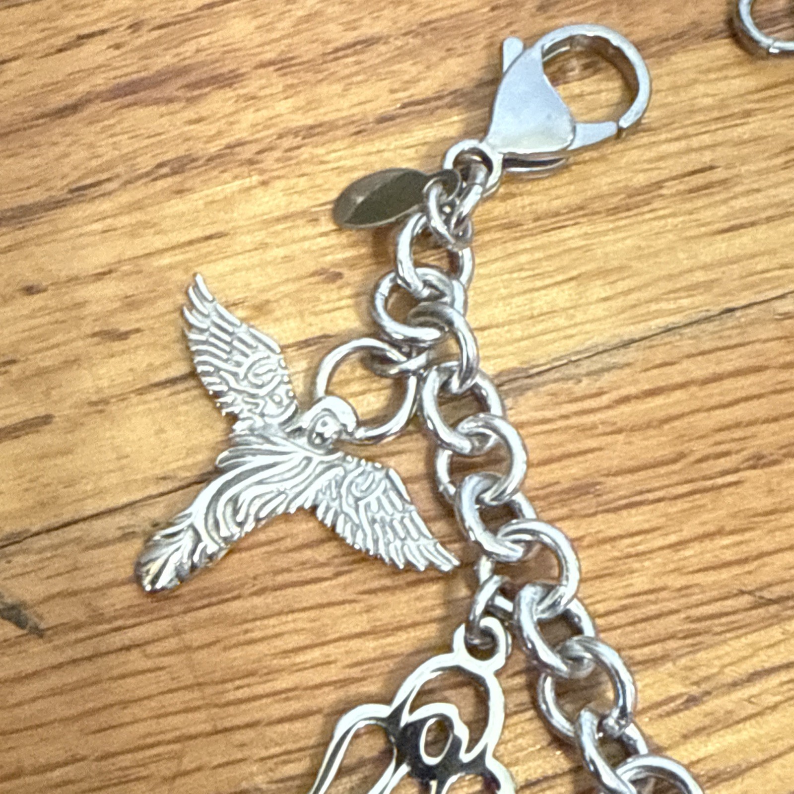 Vintage MILOR Guardian Angle Charm Chain Bracelet Stainless Steel 8”