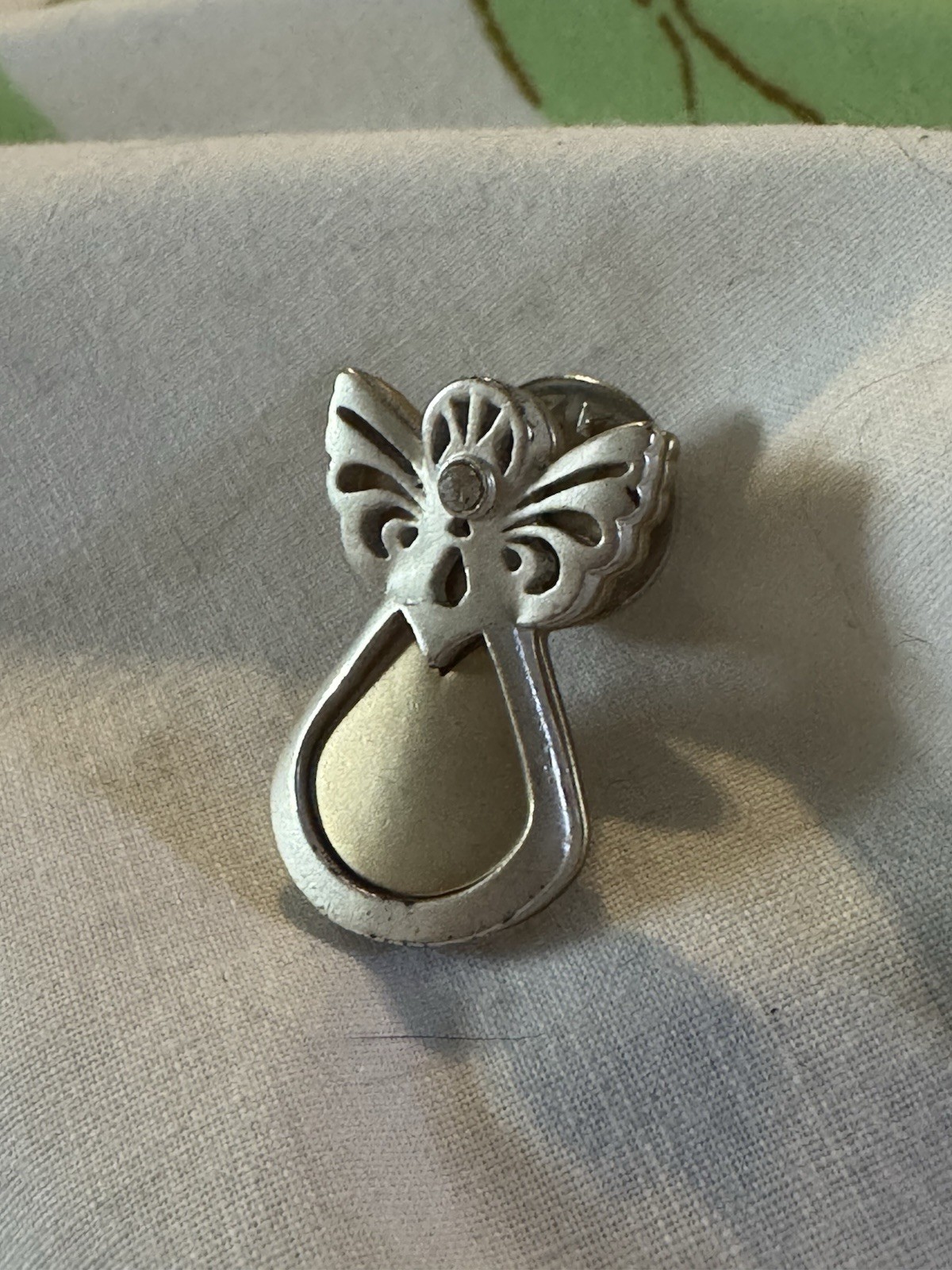 Vintage Angel Pin Silver Tone Rhinestone Guardian Faith Devotional Brooch Faith