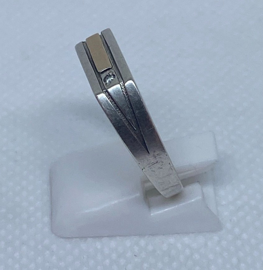 Vintage men’s ring Silver 875.Gold 375. S 11.25.Weight 2.91g. Ukrainian jewelry.