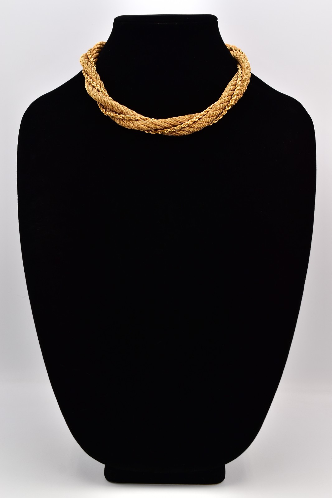 Vintage Gold Multi Chain Twist Mesh Rope Chain Collar Statement Necklace Bin6B