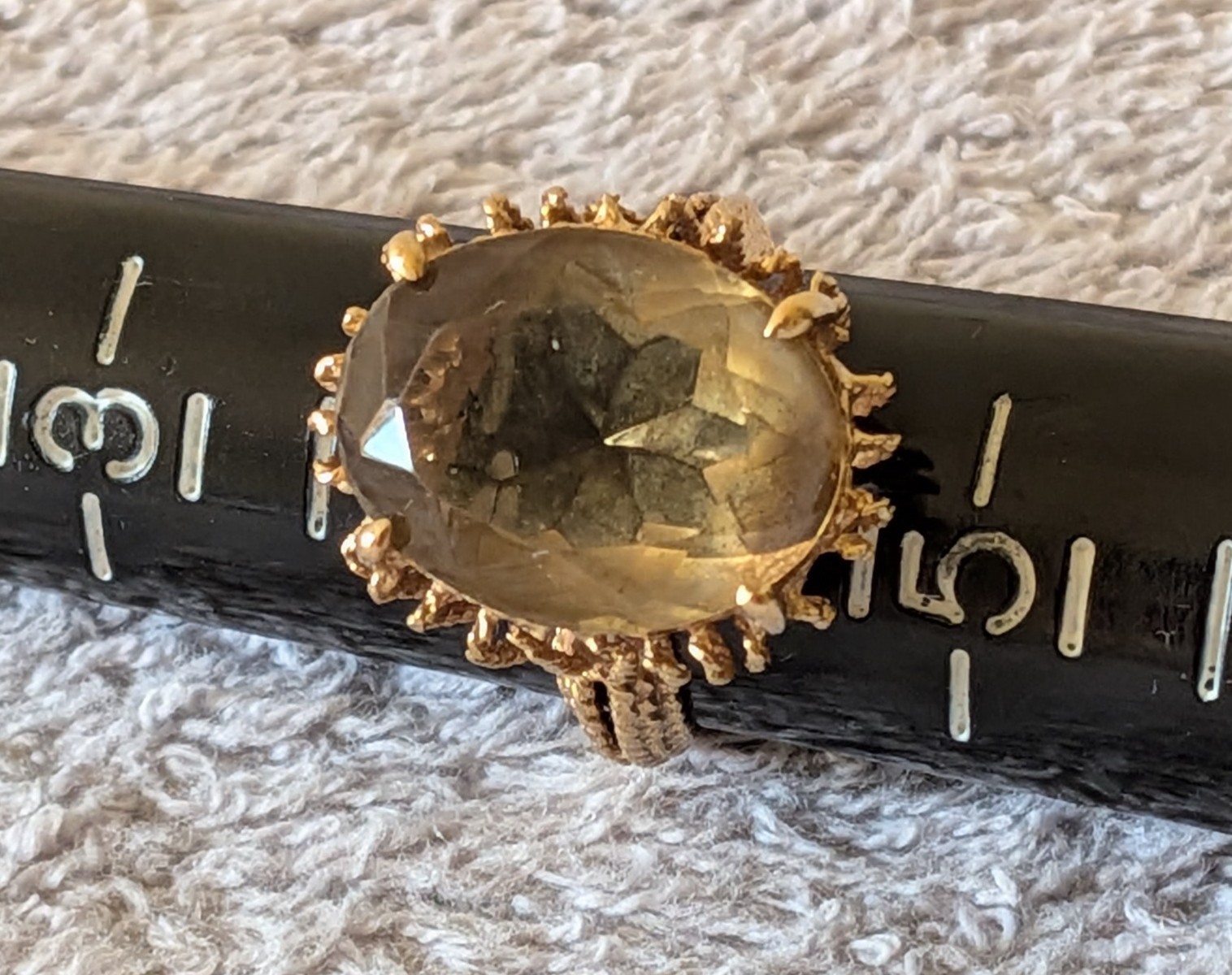10k Solid Gold Filagree Citrine Cocktail Ring Sz 4.25 Tested 4.3 grm